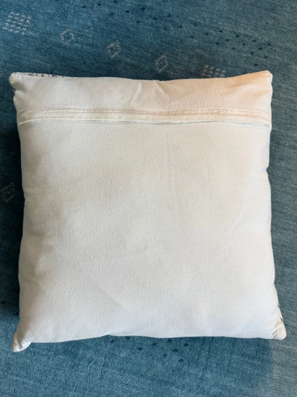 Blue and White Patterned Decorative Pillow